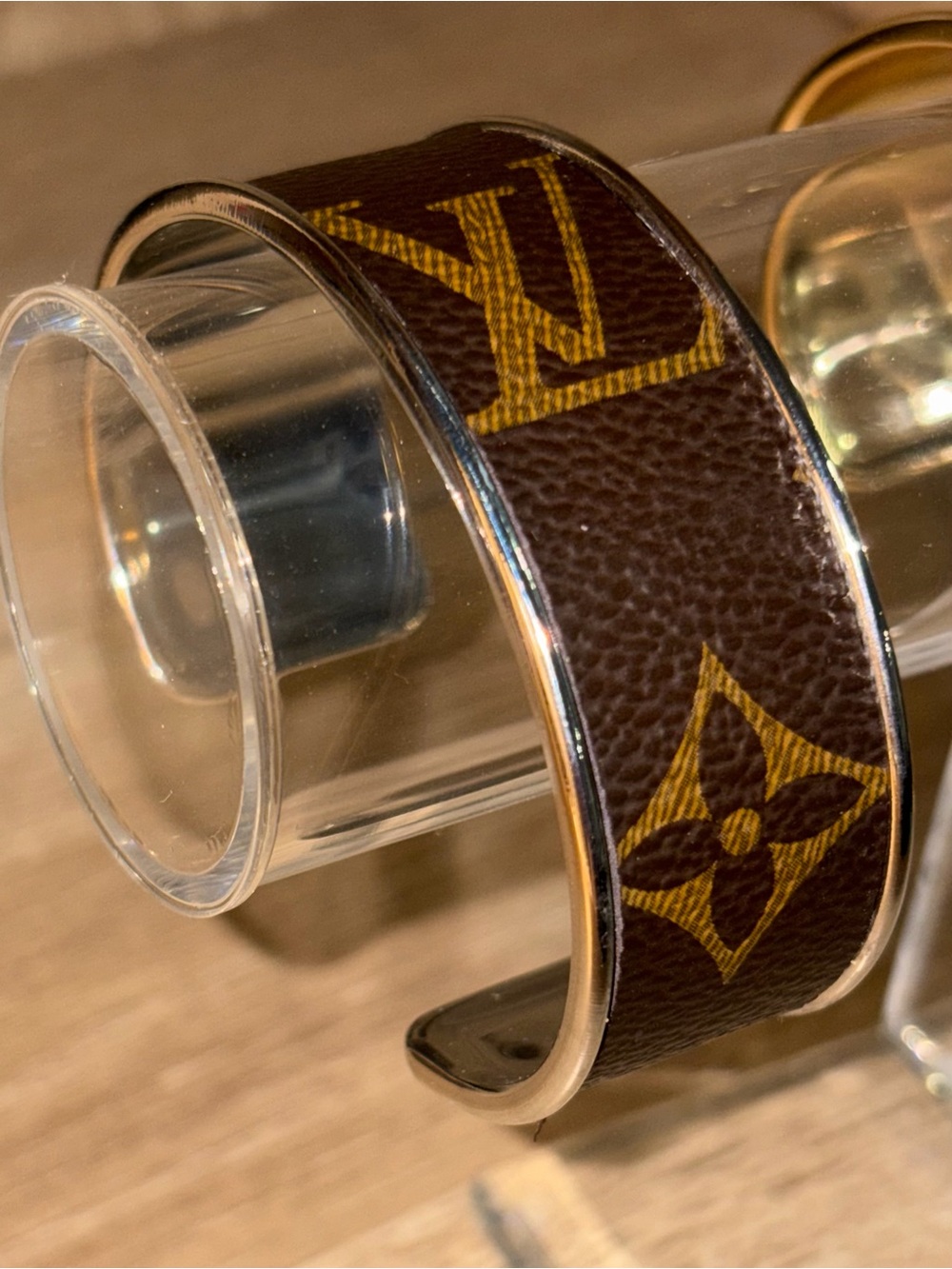 Louis Vuitton Brown and Gold Monogram Open Cuff Bracelet - Picture 5 of 5